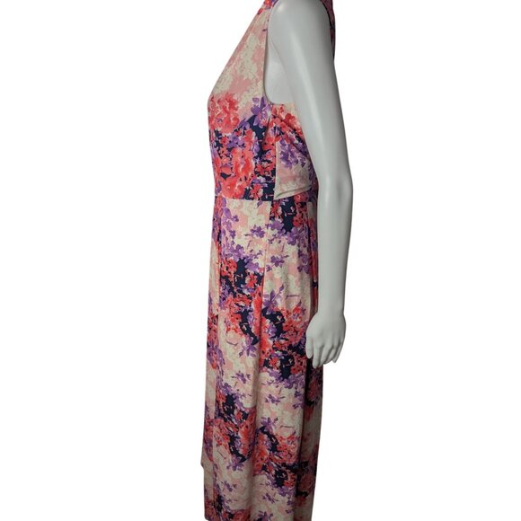 Tahari Halter Maxi Dress Womens Sz 10 Pleating Flowy Glam Event Wedding Feminine - Picture 4 of 13